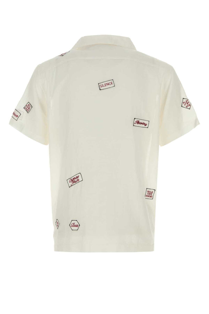 White Cotton Blend On Air Shirt Exterior: Silk Camicie
