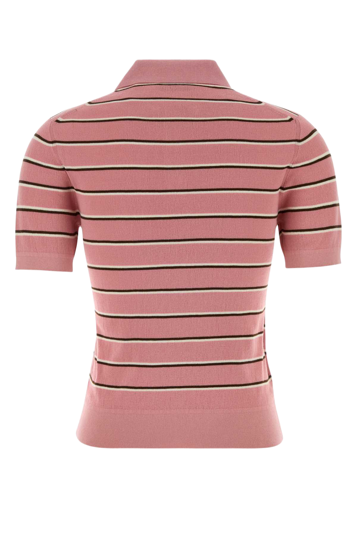 Embroidered Stretch Cotton Blend Polo Shirt Rosa