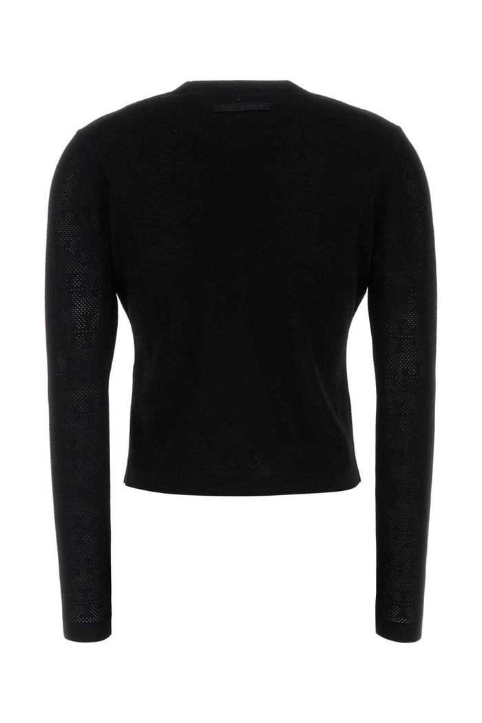 Black Viscose Blend Cardigan Exterior: Polyester Maglieria
