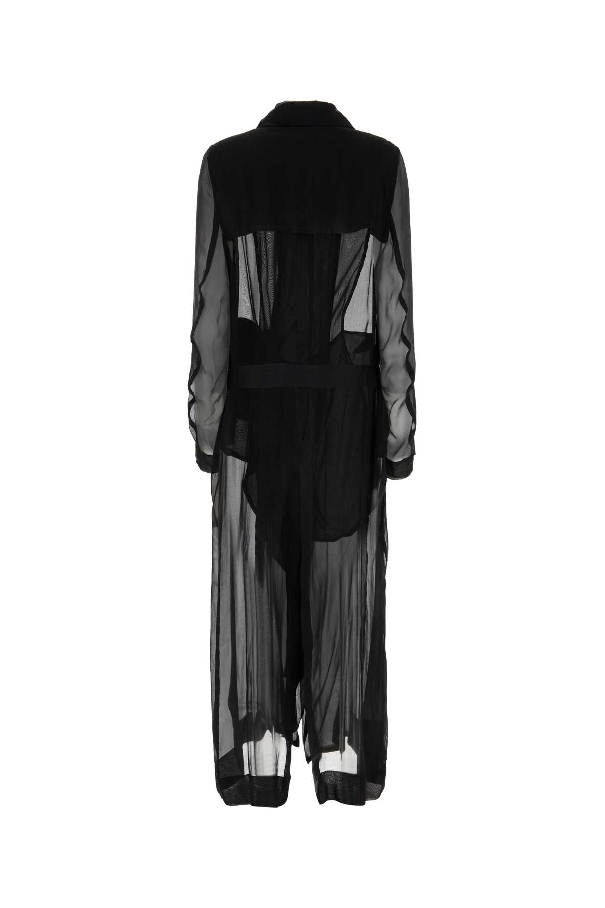 Black Crepe Georgine Trench Coat 099 Exterior: Silk