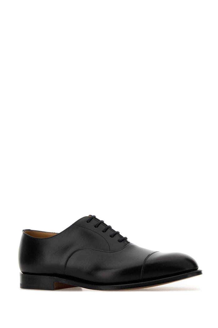 Black Leather Consul Lace-Up Shoes Scarpe Stringate