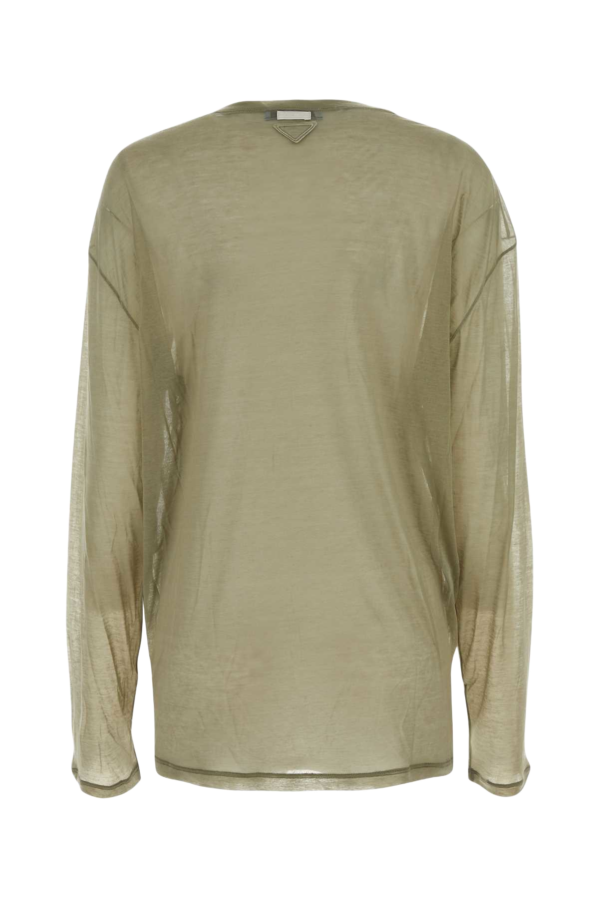 Khaki Lyocell Blend Oversize T-Shirt Oliva Exterior: Silk