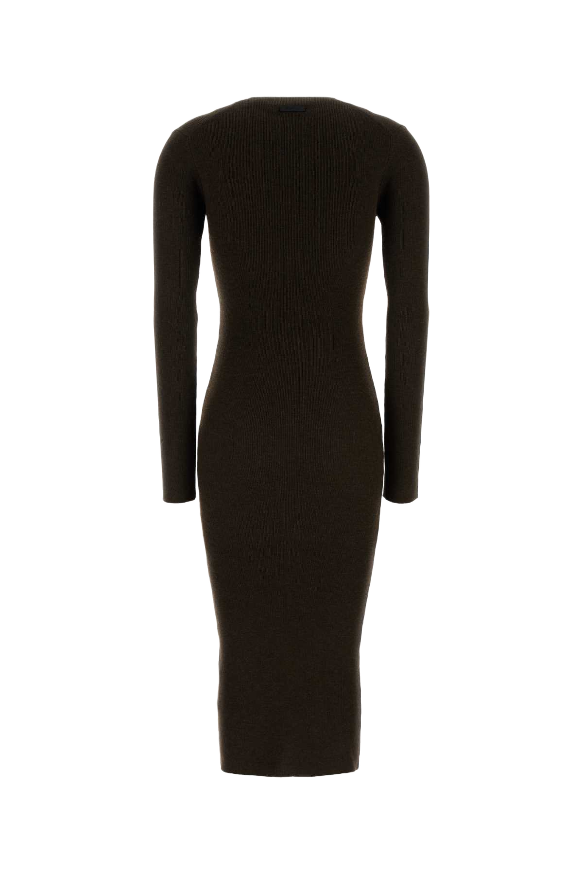 Chocolate Polyester Blend Dress Brown Exterior: Nylon Abiti