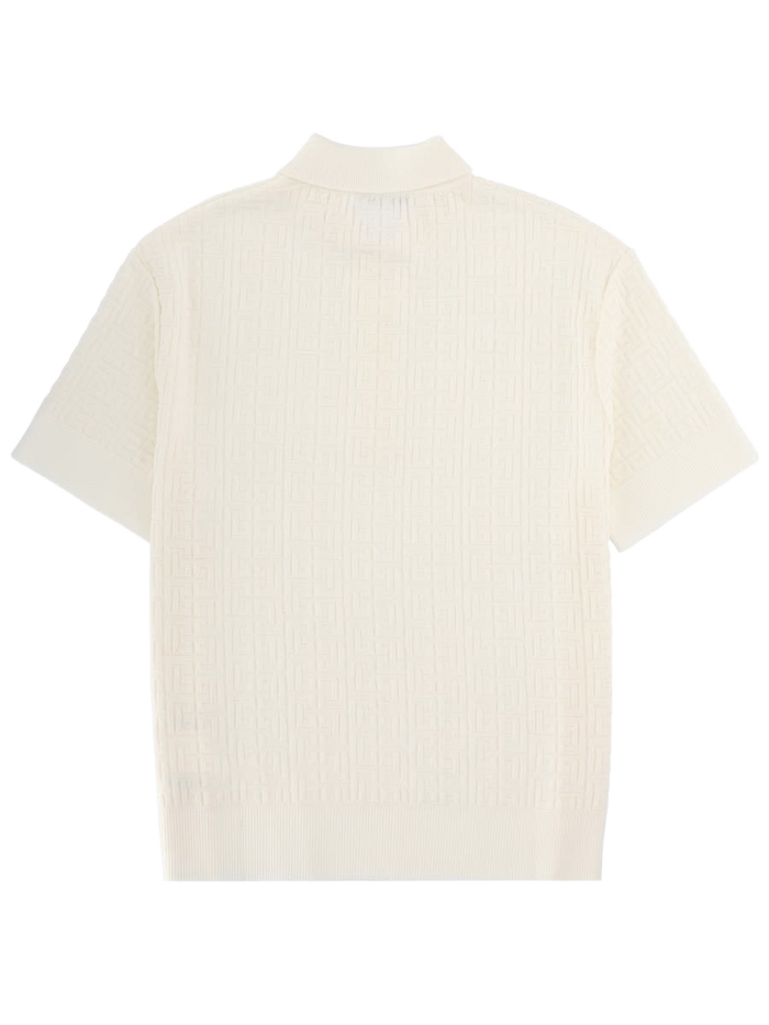 Merino Wool Polo Shirt White Flax