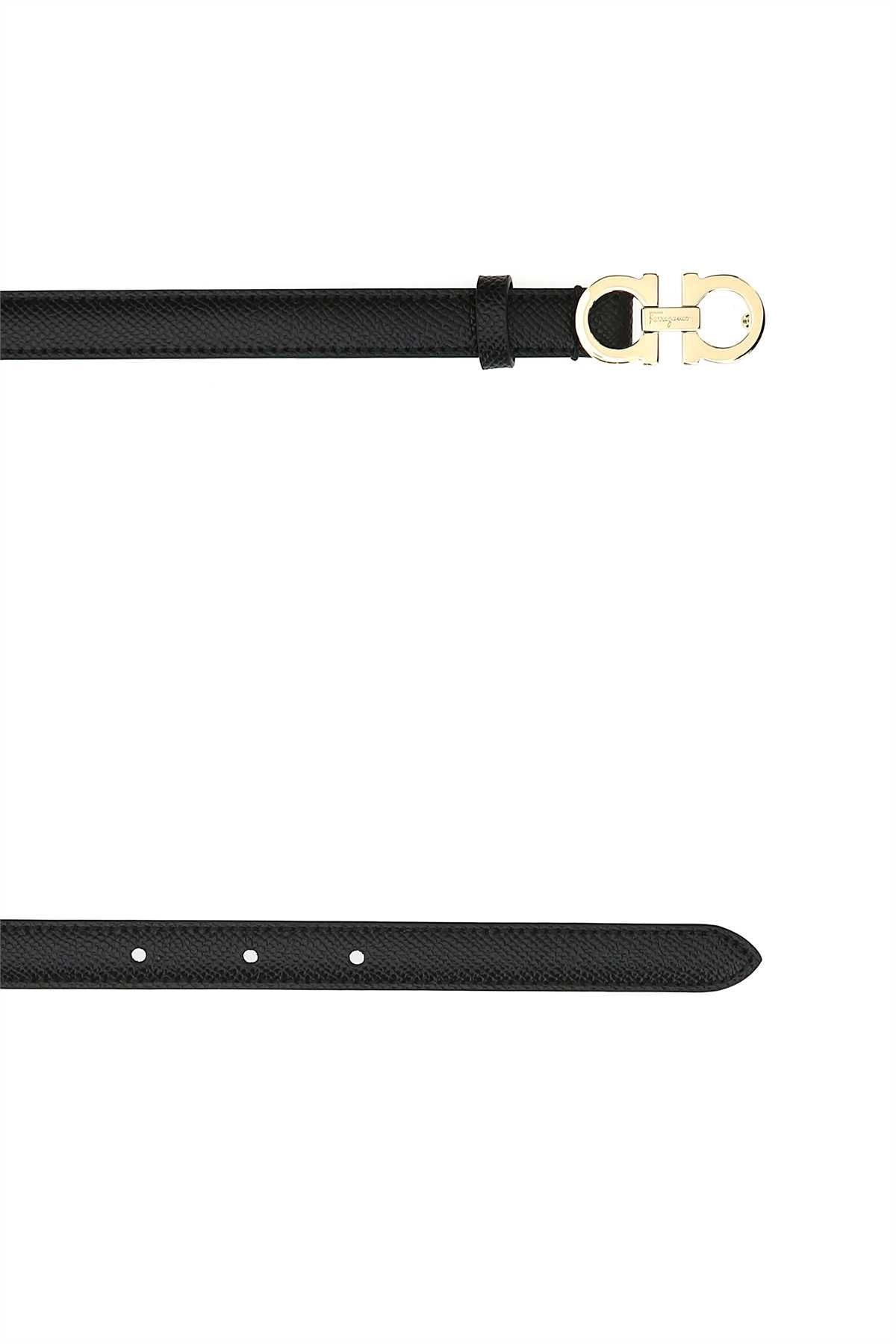 Black Leather Gancini Belt Nero Calf Cinture