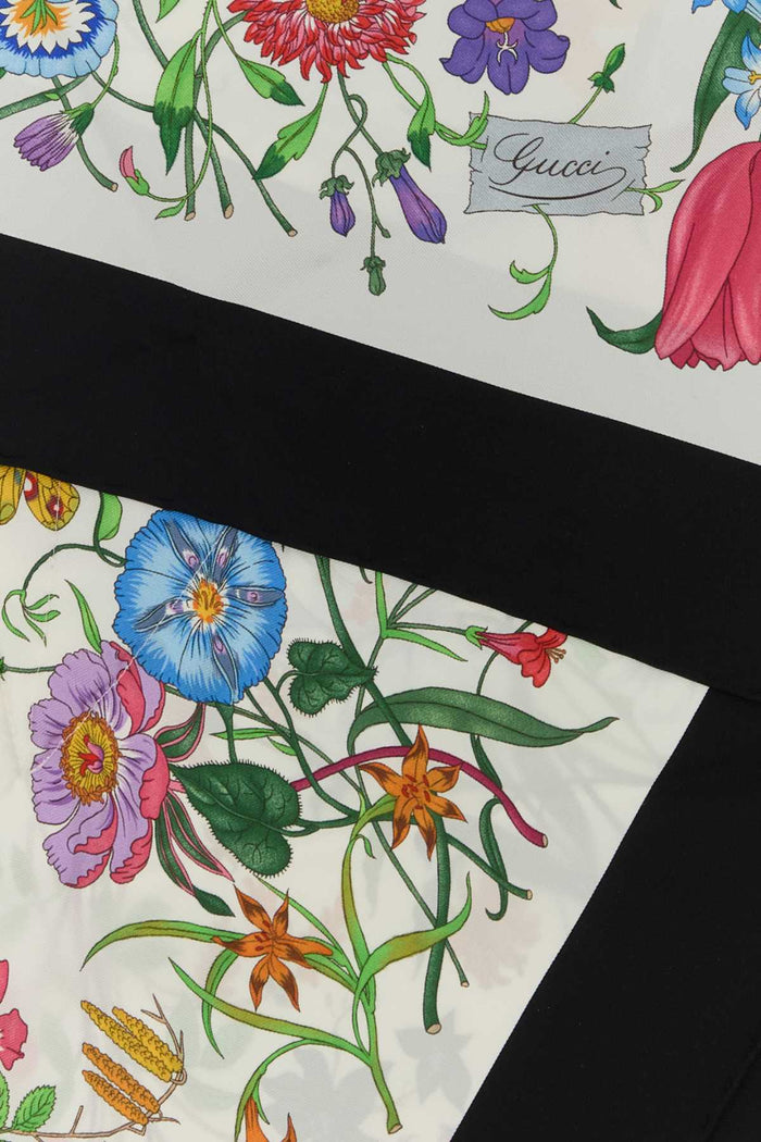 Printed Silk Foulard Whiteblack Exterior: Sciarpe E
