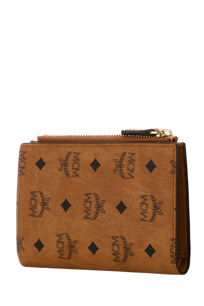 Printed Canvas Wallet Cognac Portafogli