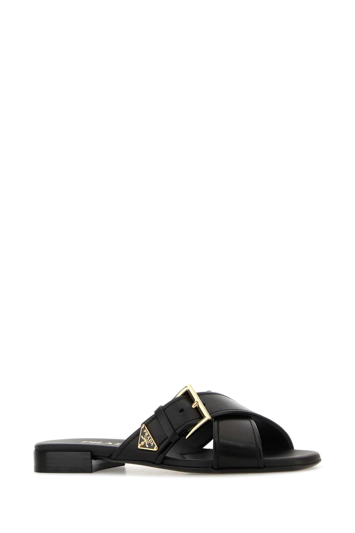 Black Leather Slippers Nero