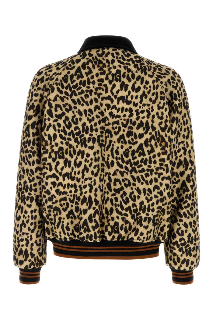 Printed Wool Bomber Jacket Multicoloranimalier Giubbini