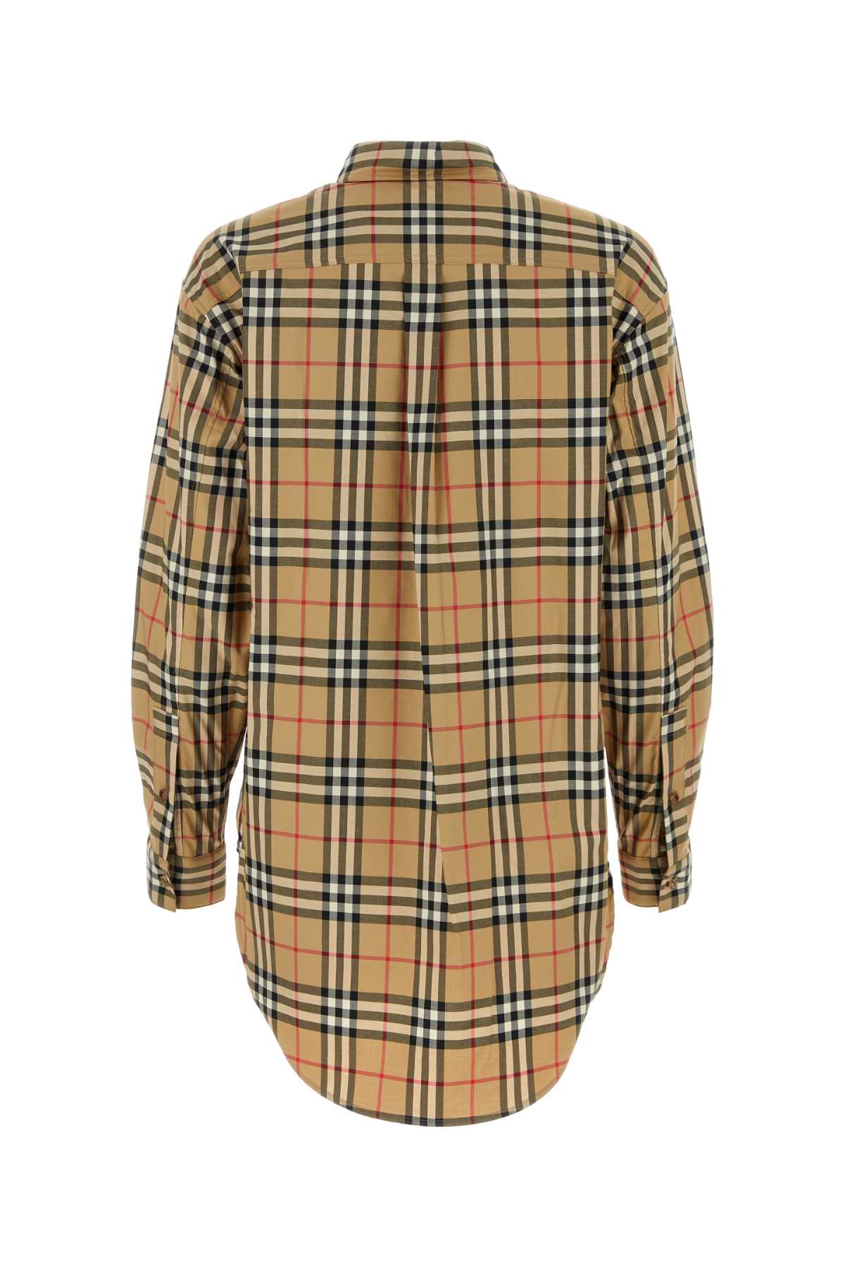 Embroidered Stretch Cotton Shirt Archivebeigeipchk Exterior: Elastane Camicie