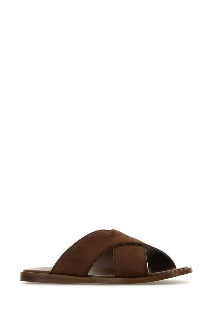Brown Suede Oriyah Slippers Burnt