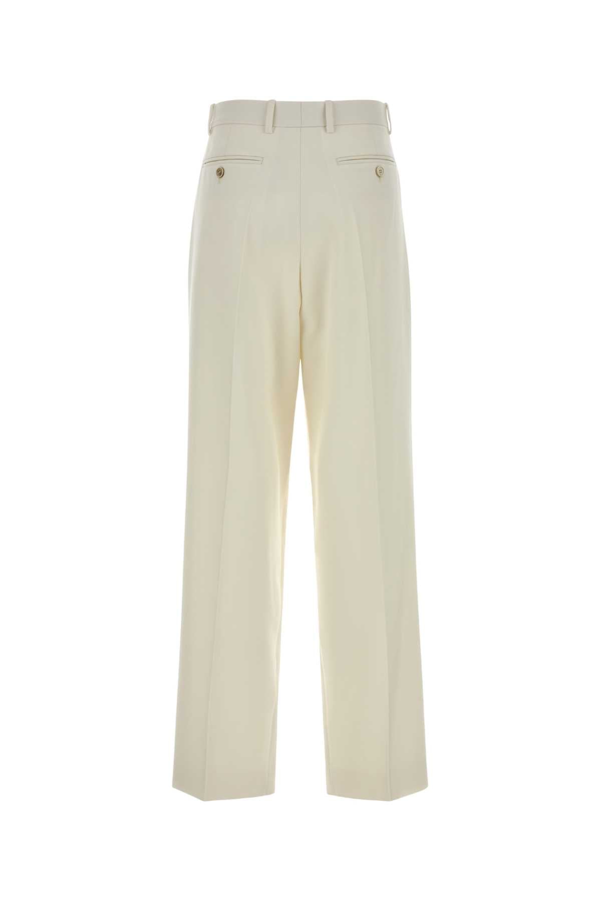 Ivory Wool Blend Pant White Exterior: Mohair Pantaloni