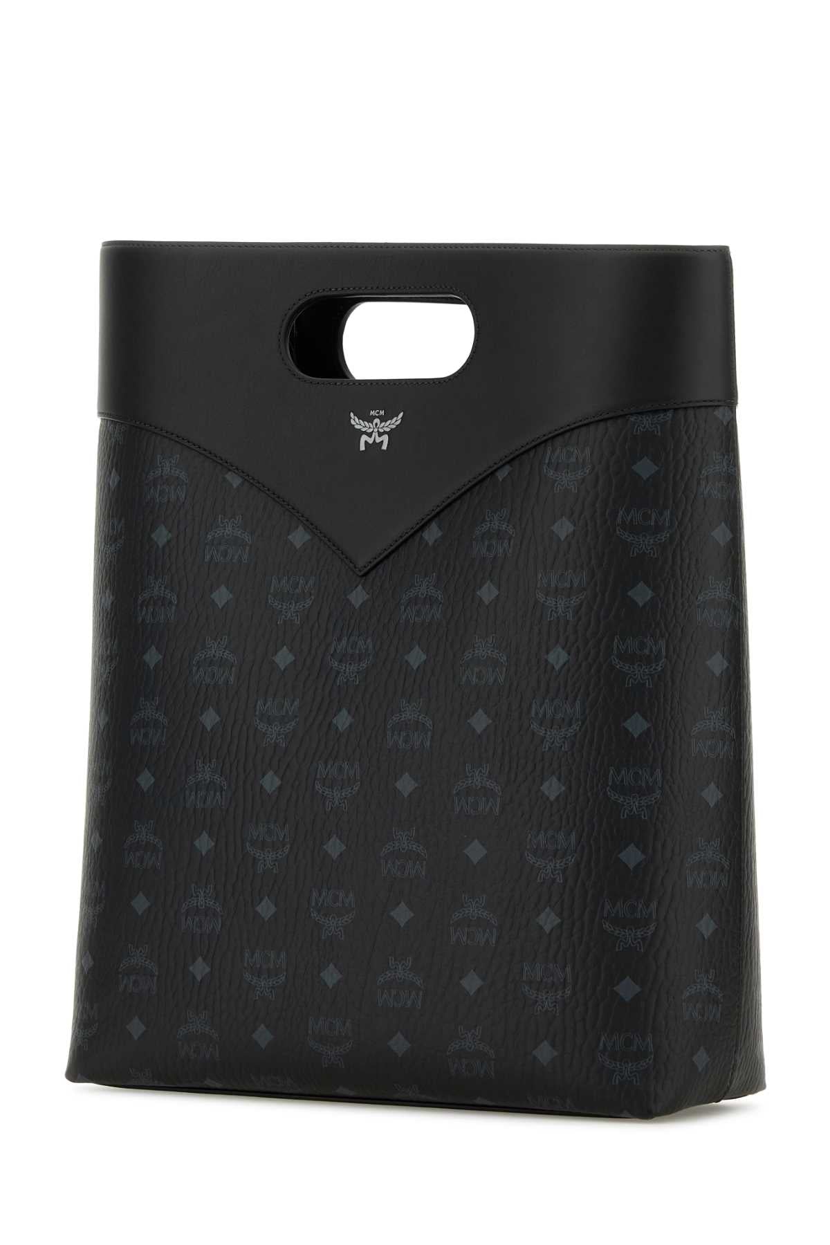 Printed Canvas Shopping Bag Black Borse A Mano