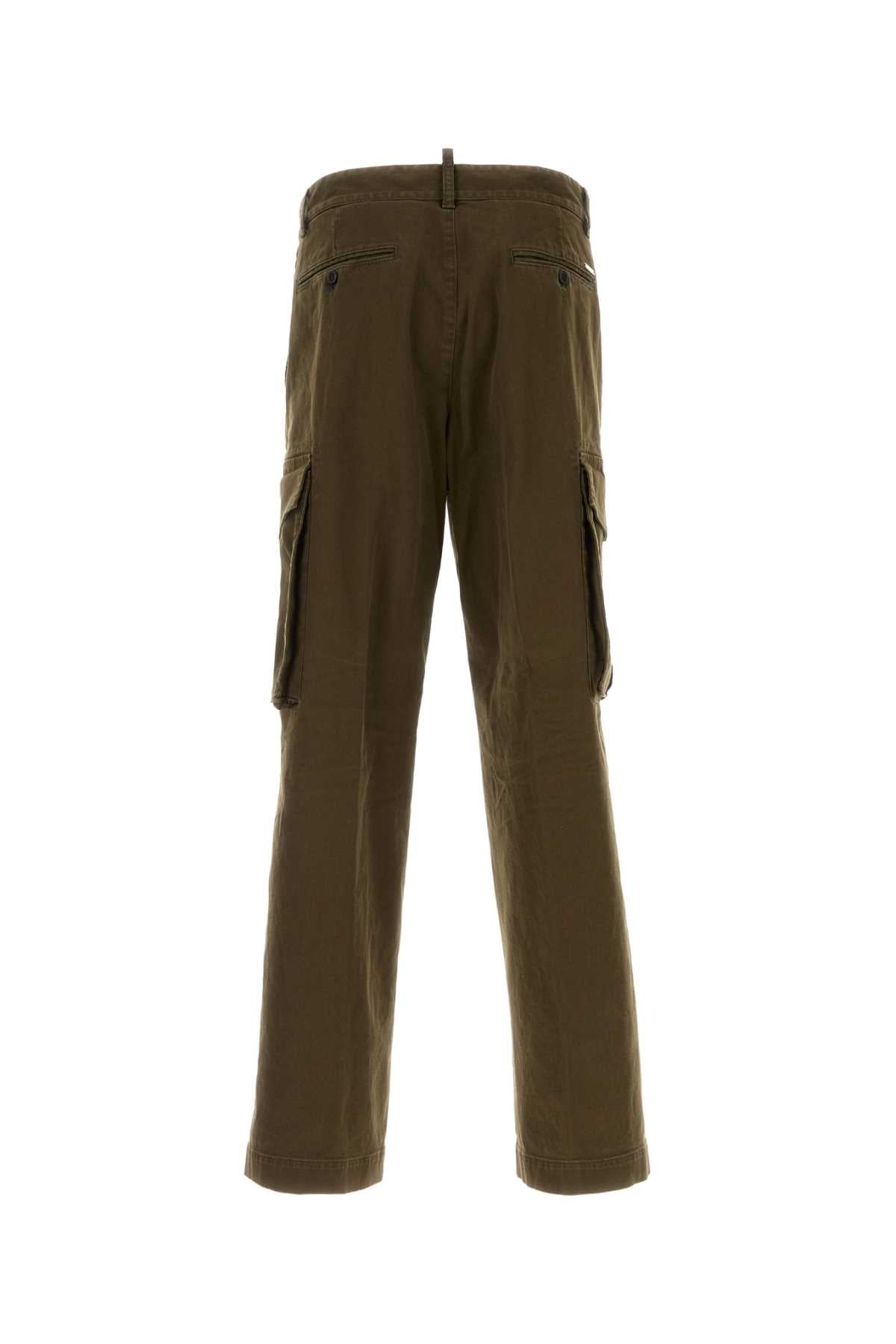 Olive Green Stretch Cotton Loose Cargo Pant Militarygreen Co Ea Pantaloni