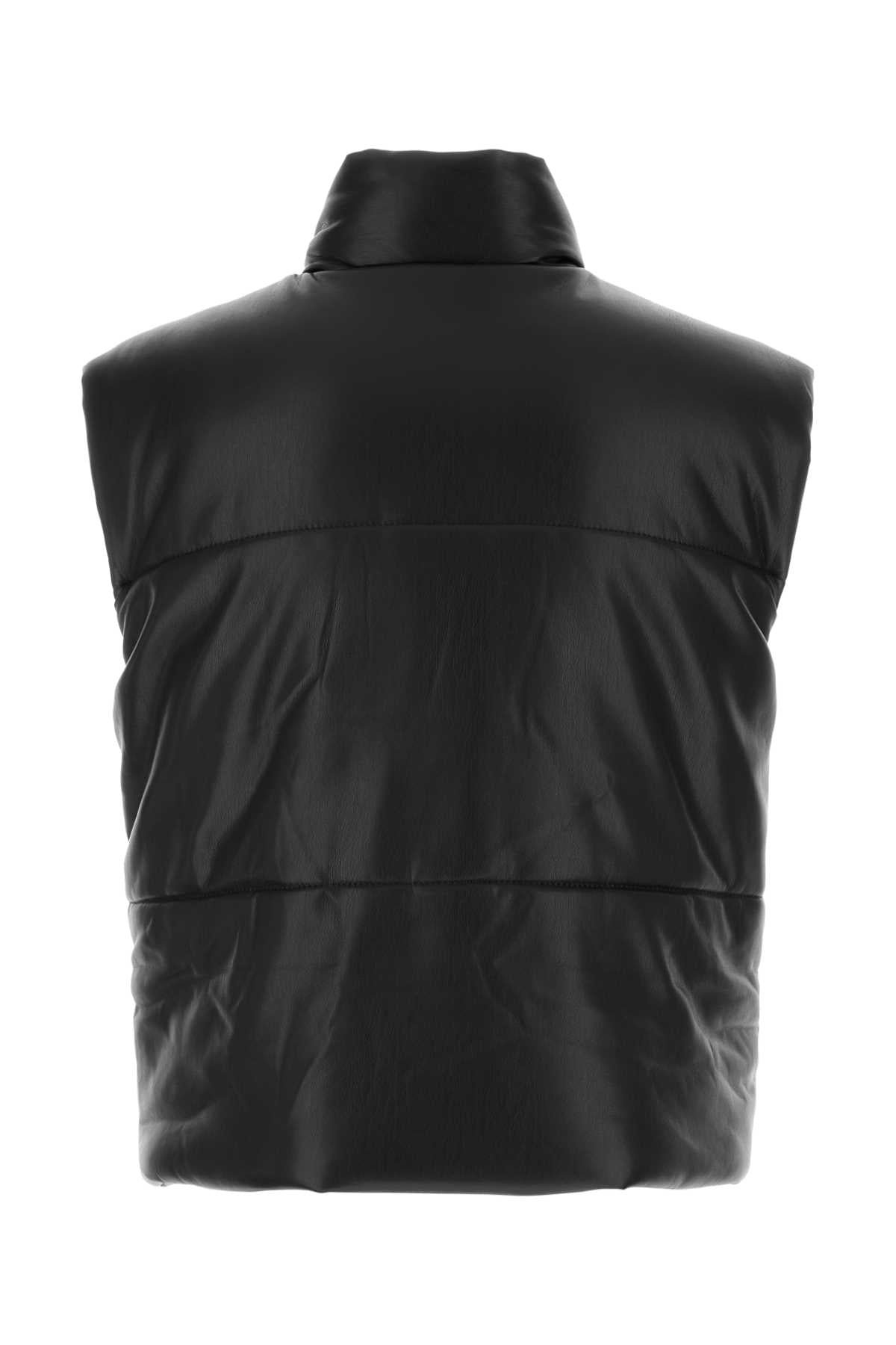Black Synthetic Leather Jovan Padded Jacket Giubbini