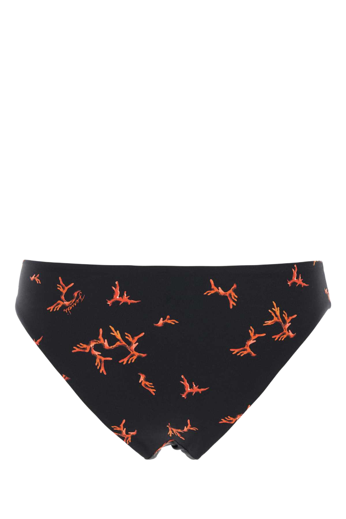Printed Stretch Nylon Bikini Bottom Black+marsala Costumi Da Bagno