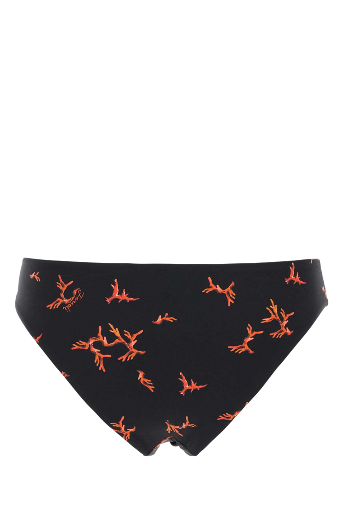 Printed Stretch Nylon Bikini Bottom Black+marsala Costumi Da Bagno