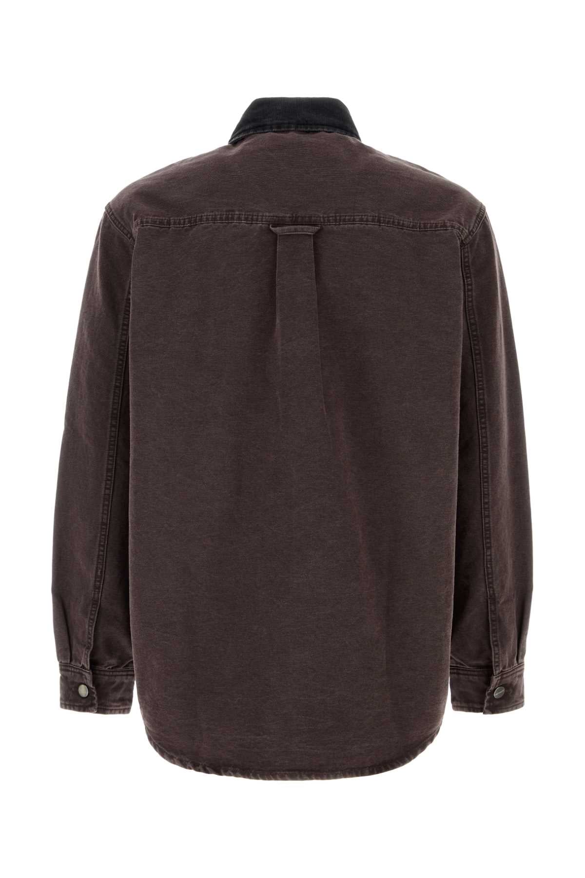 Brown Denim Mitch Shirt Jacket Purple Exterior: Cotton Giubbini