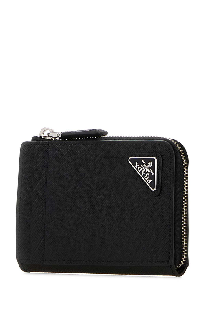 Black Leather Card Holder Nero Portafogli