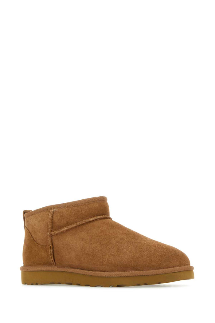 Biscuit Suede Classic Ultra Mini Ankle Boots Chestnut Upper Material Twinface Stivali