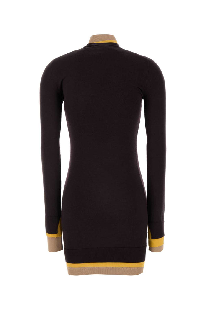 Plum Wool Blend Dress Aubergine Abiti