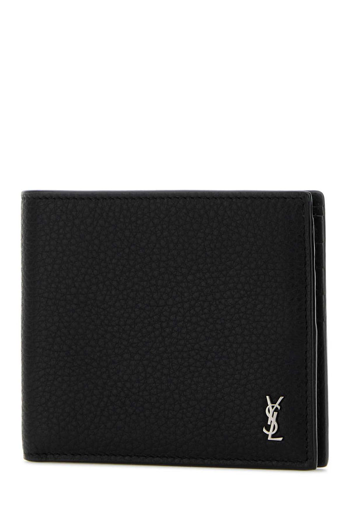 Black Leather Wallet Nero Portafogli