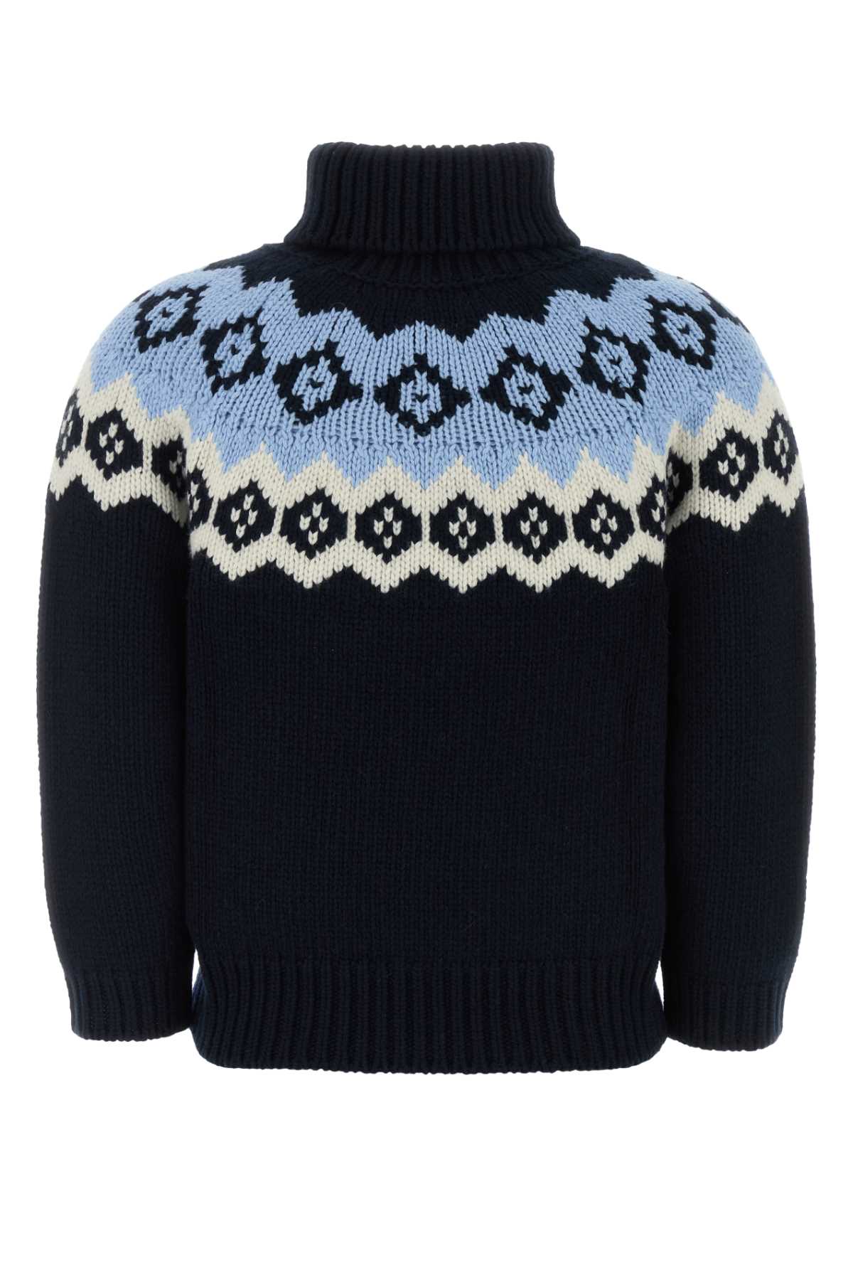 Dark Blue Wool Blend Sweater Blu+naturale Maglieria