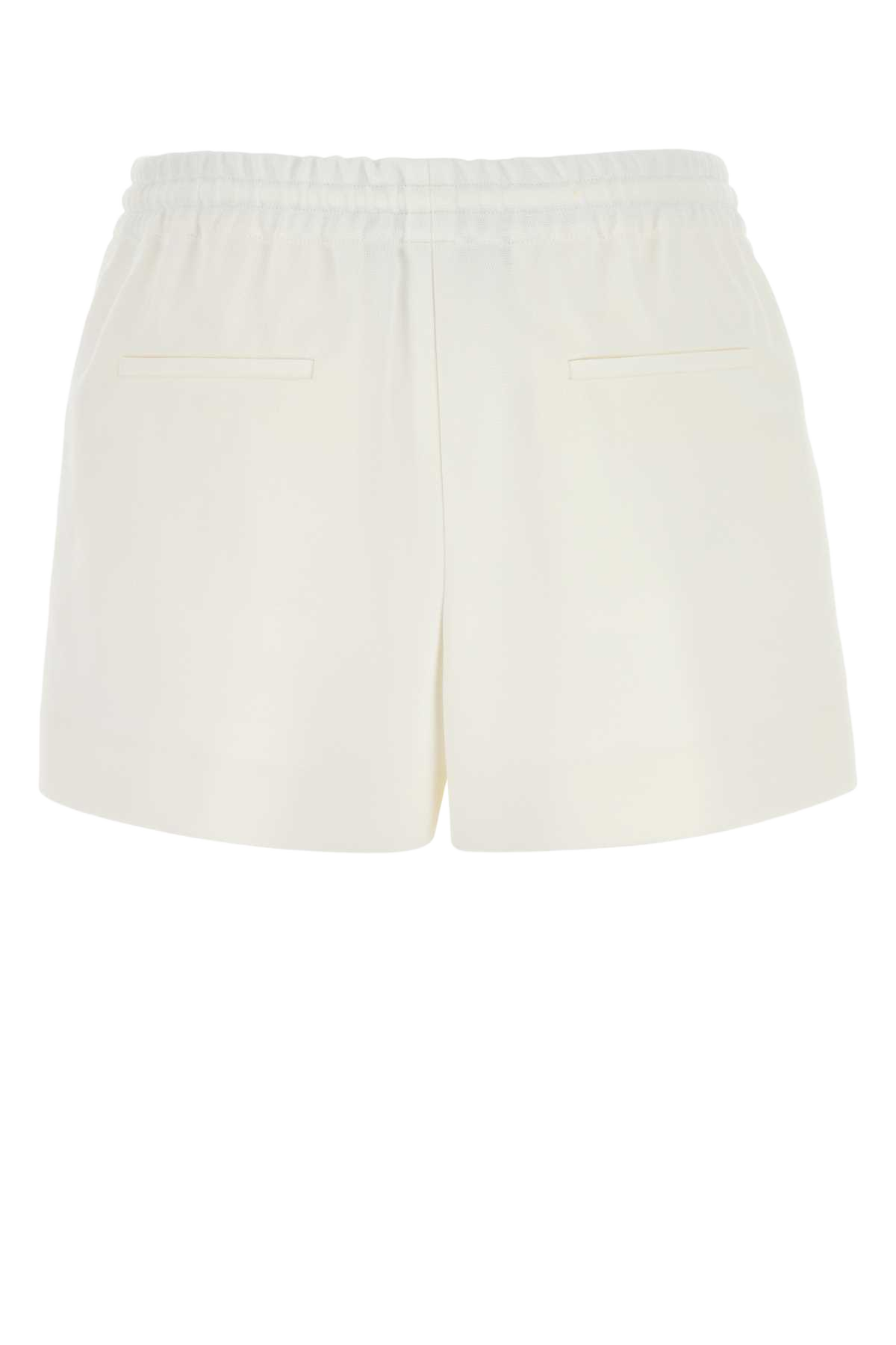 White Stretch Piquet Shorts Avorio Exterior: Polyester Elastane