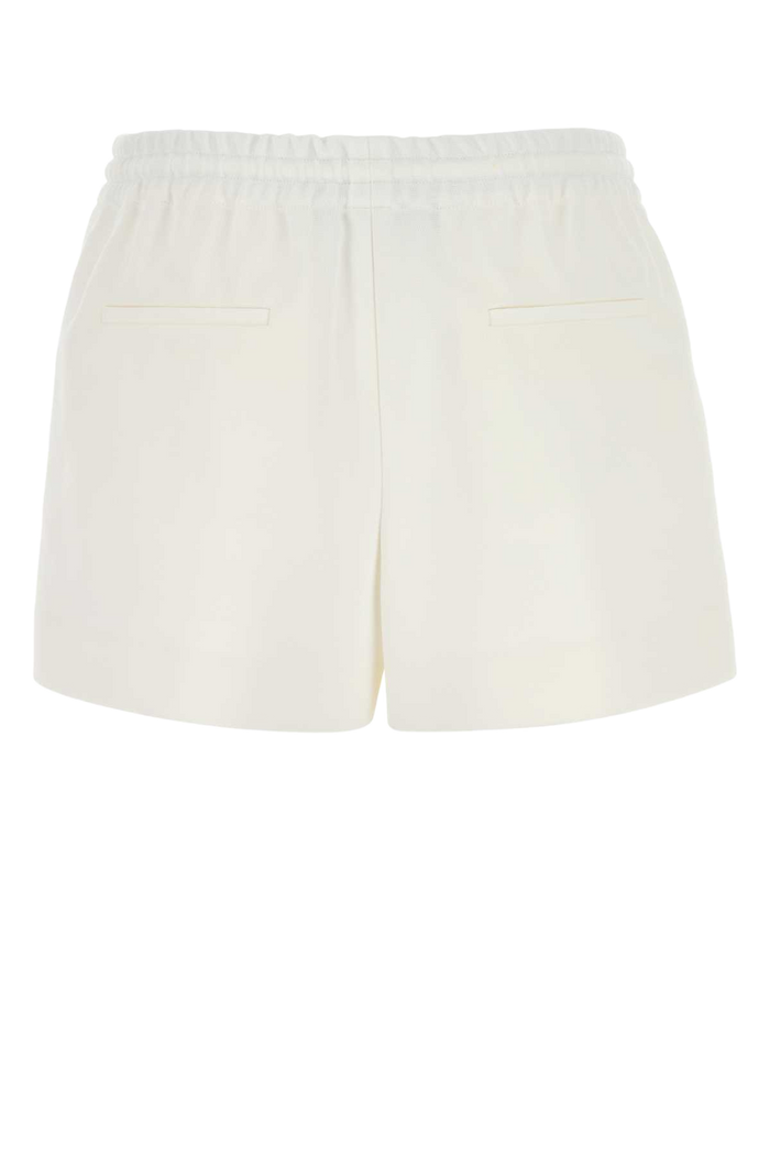 White Stretch Piquet Shorts Avorio Exterior: Polyester Elastane