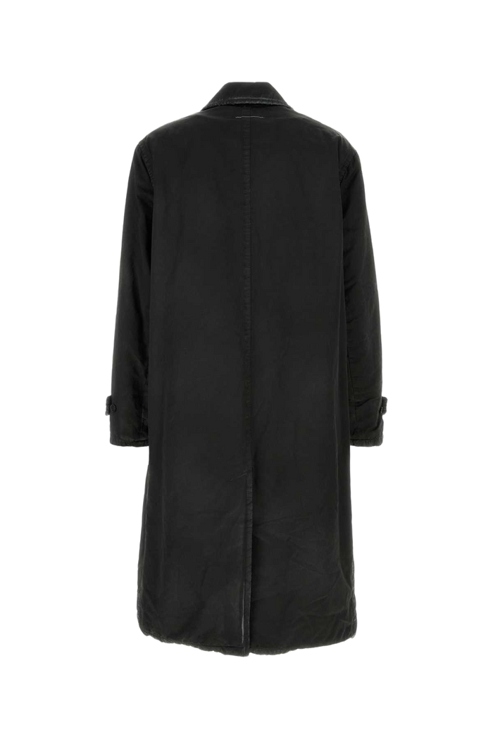 Black Cotton Blend Overcoat Washed Cappotti