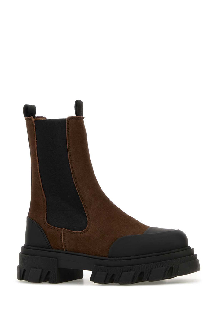 Two-Tone Suede Boots Chicory Coffee Recycled Leather Stivali