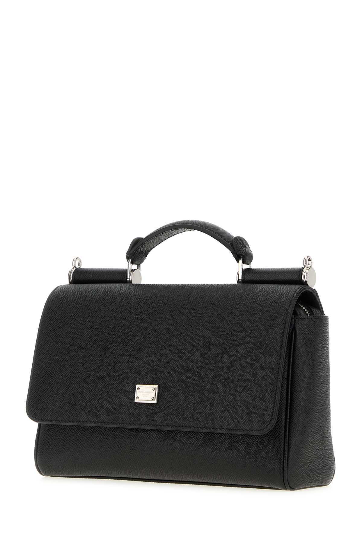 Black Leather Sicily Handbag Nero Borse A Mano