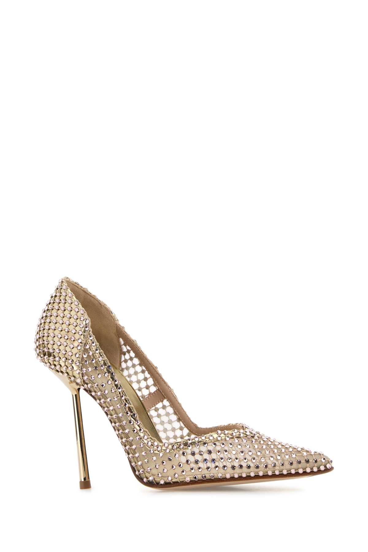 Embellished Mesh Gilda Pumps Platino Scarpe Con Tacco