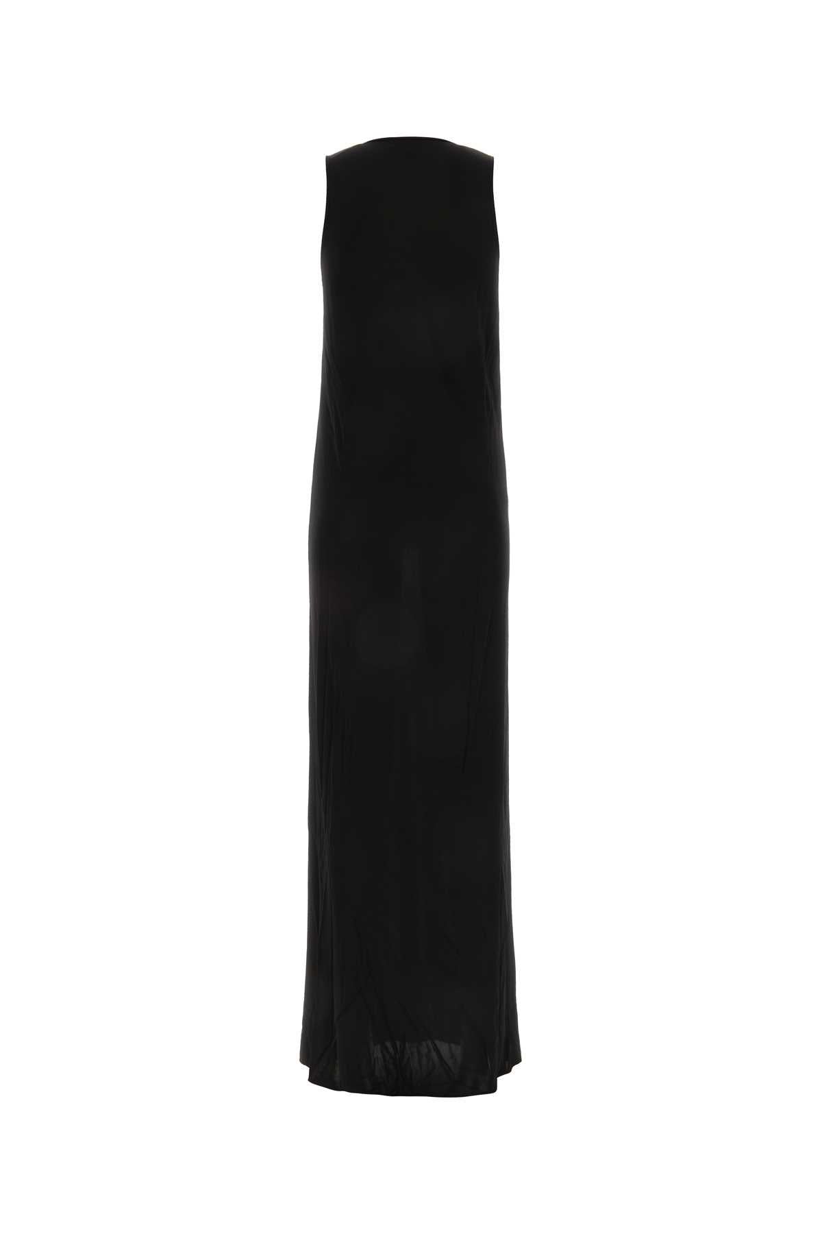Black Viscose Long Dress Noir Exterior: Abiti Lunghi