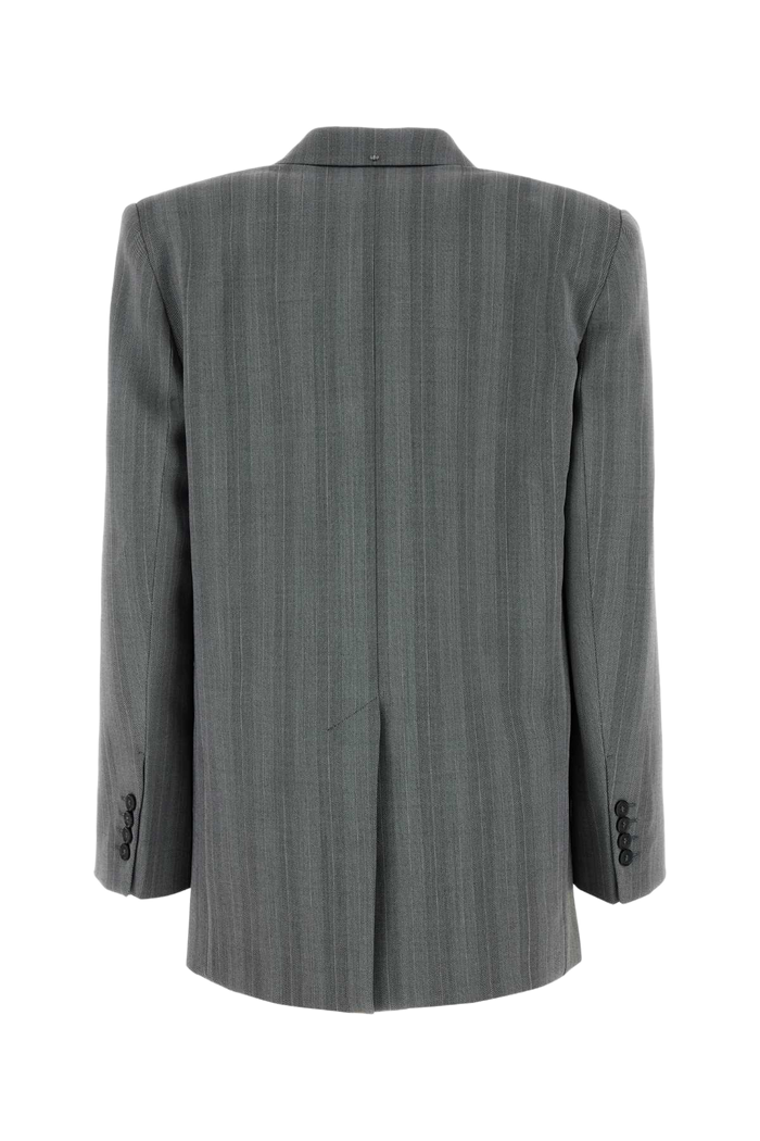 Embroidered Stretch Wool Blend Merlot Blazer Grigio Chiaro Giacche E Gilet