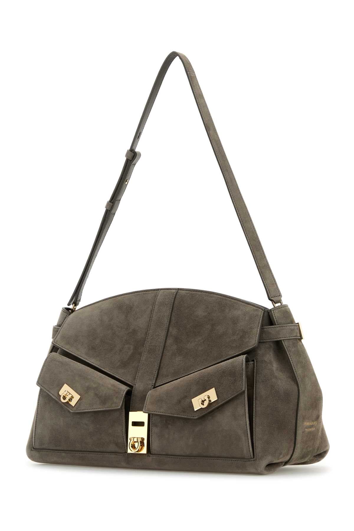 Grey Suede Shoulder Bag Concrete Borse A Mano