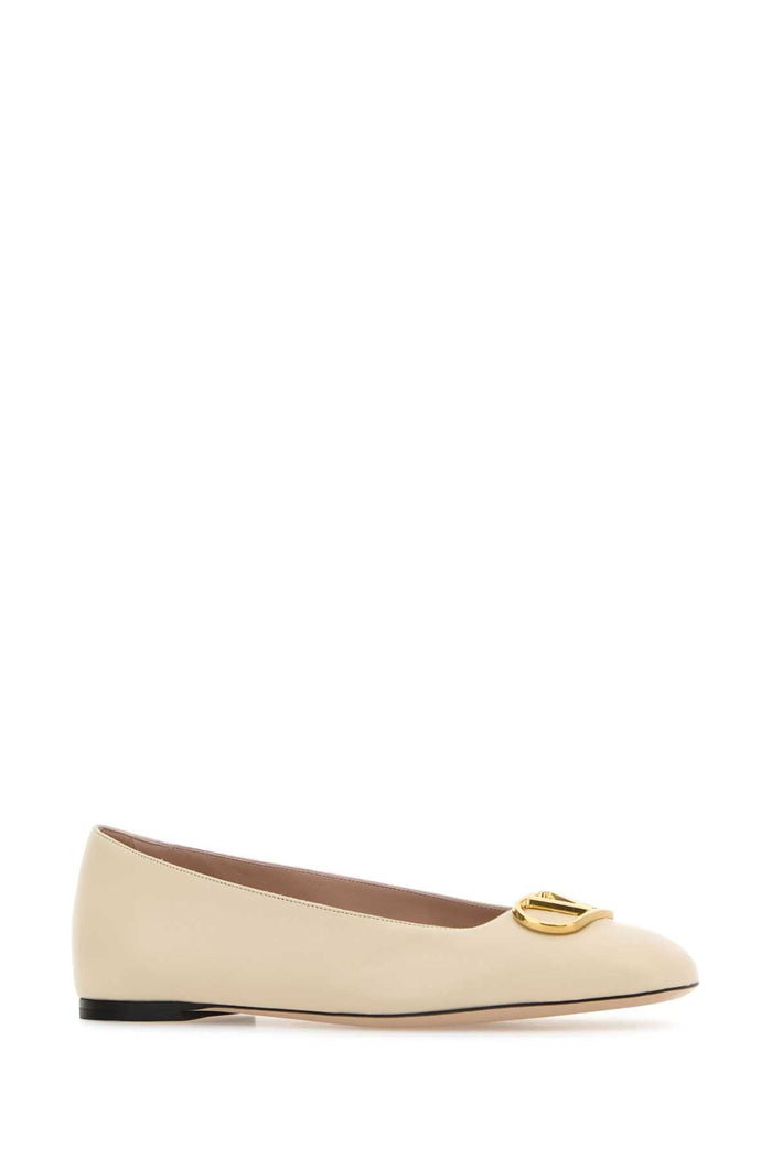 Ivory Leather Vlogo Signature Ballerinas Butterwhite Ballerine