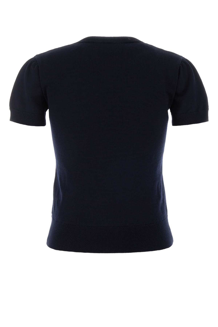 Dark Blue Wool Blend Gia Sweater Darknavy Exterior: Virgin Cotton Maglieria