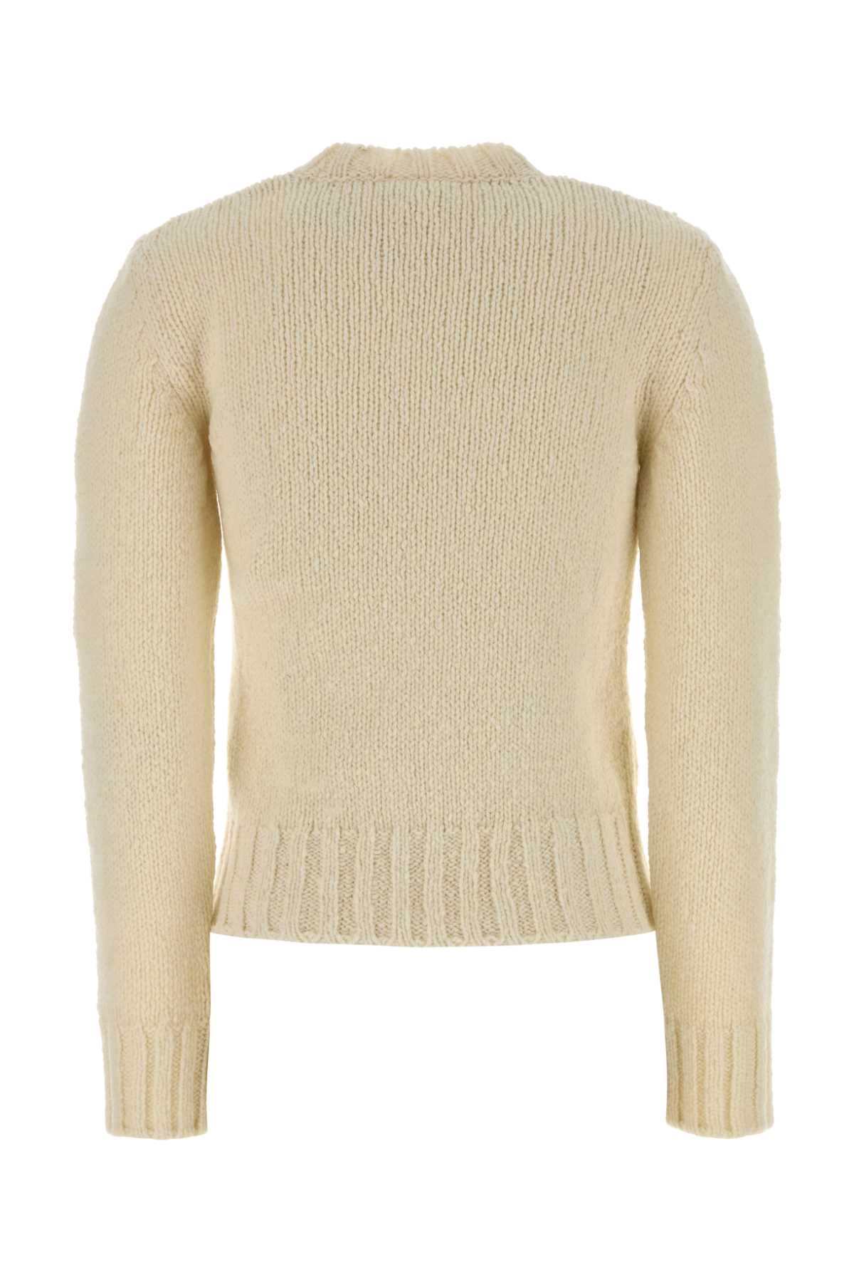 Ivory Wool Court Sweater Blanccasse Laine Vierge Maglieria