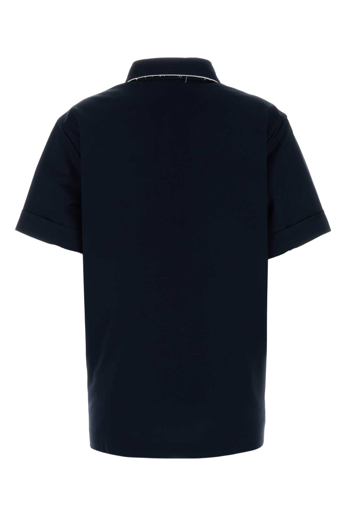 Navy Blue Cotton Polo Shirt Bleu Exterior