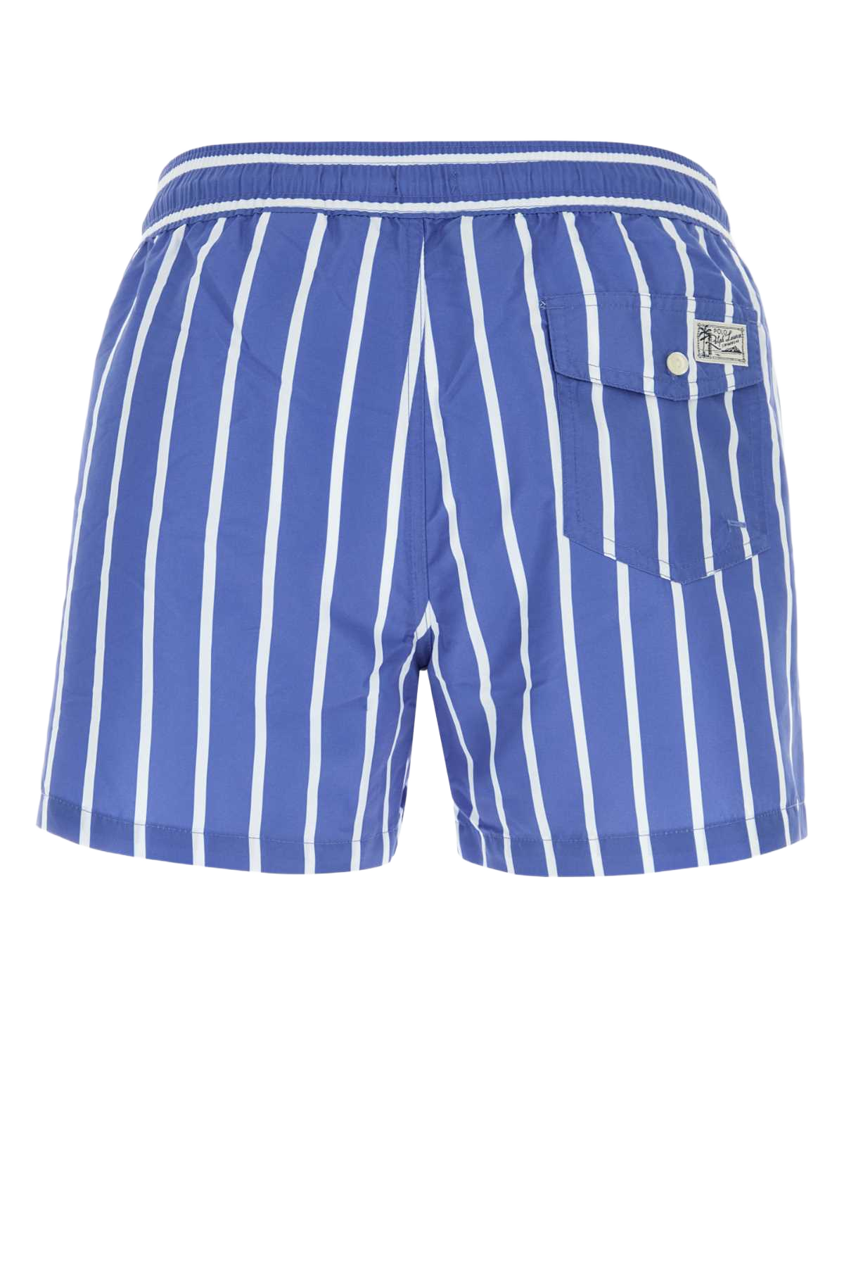 Printed Polyester Swimming Shorts Blueverticalwidestripe Costumi Da Bagno