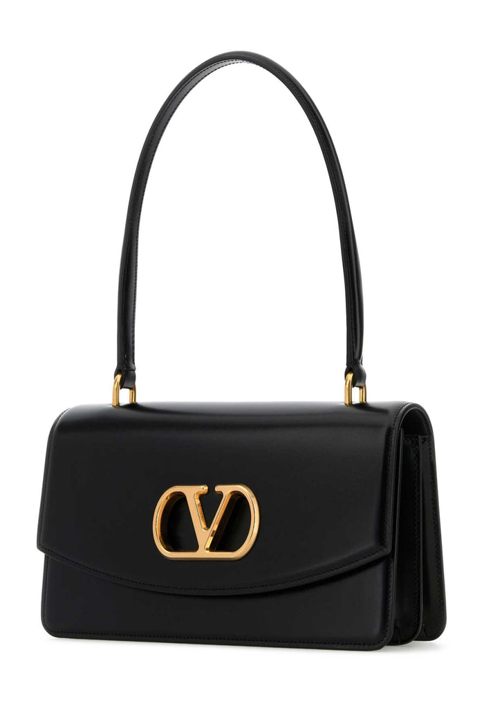 Black Leather Vain Shoulder Bag Nero Calf - Bos Taurus Borse A Mano