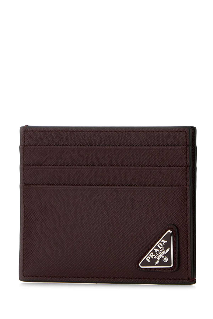 Grape Leather Card Holder Bordeaux Exterior: Portafogli