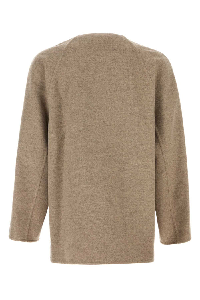 Dove Grey Wool Blend Cardigan Sandshellmelange Exterior: Cashmere Maglieria