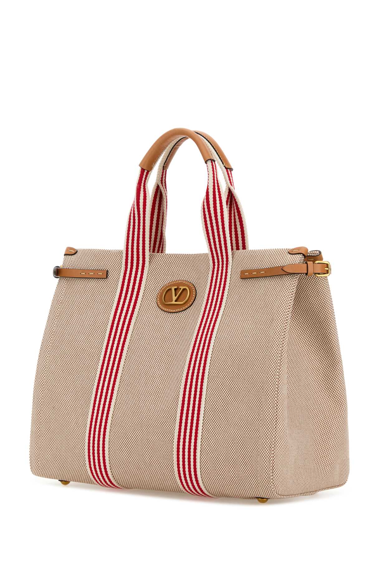 Two-Tone Canvas Antibes Shopping Bag Naturaletobaccobiancorossonaturalca Borse A Mano