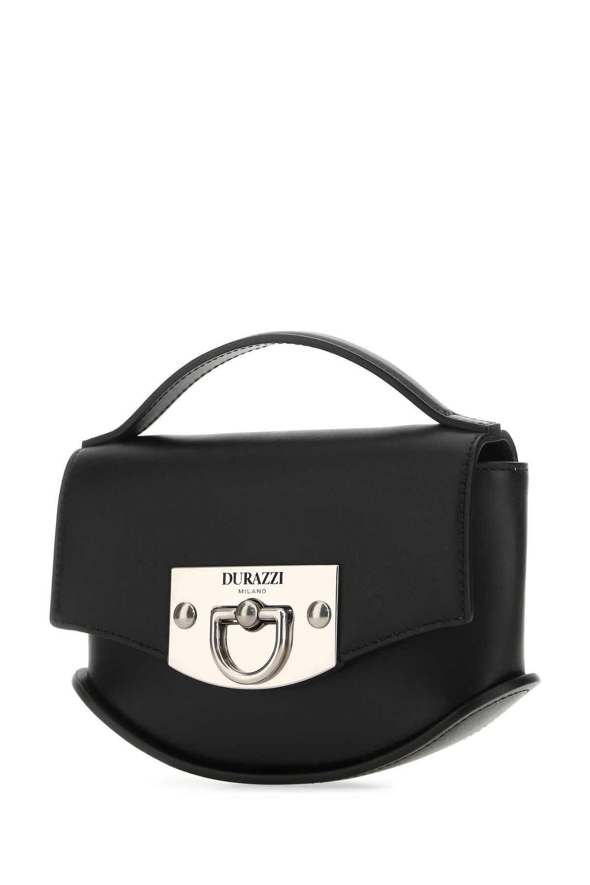 Black Leather Mini Swing Handbag Metallo Argentato Anticato Borse A Mano