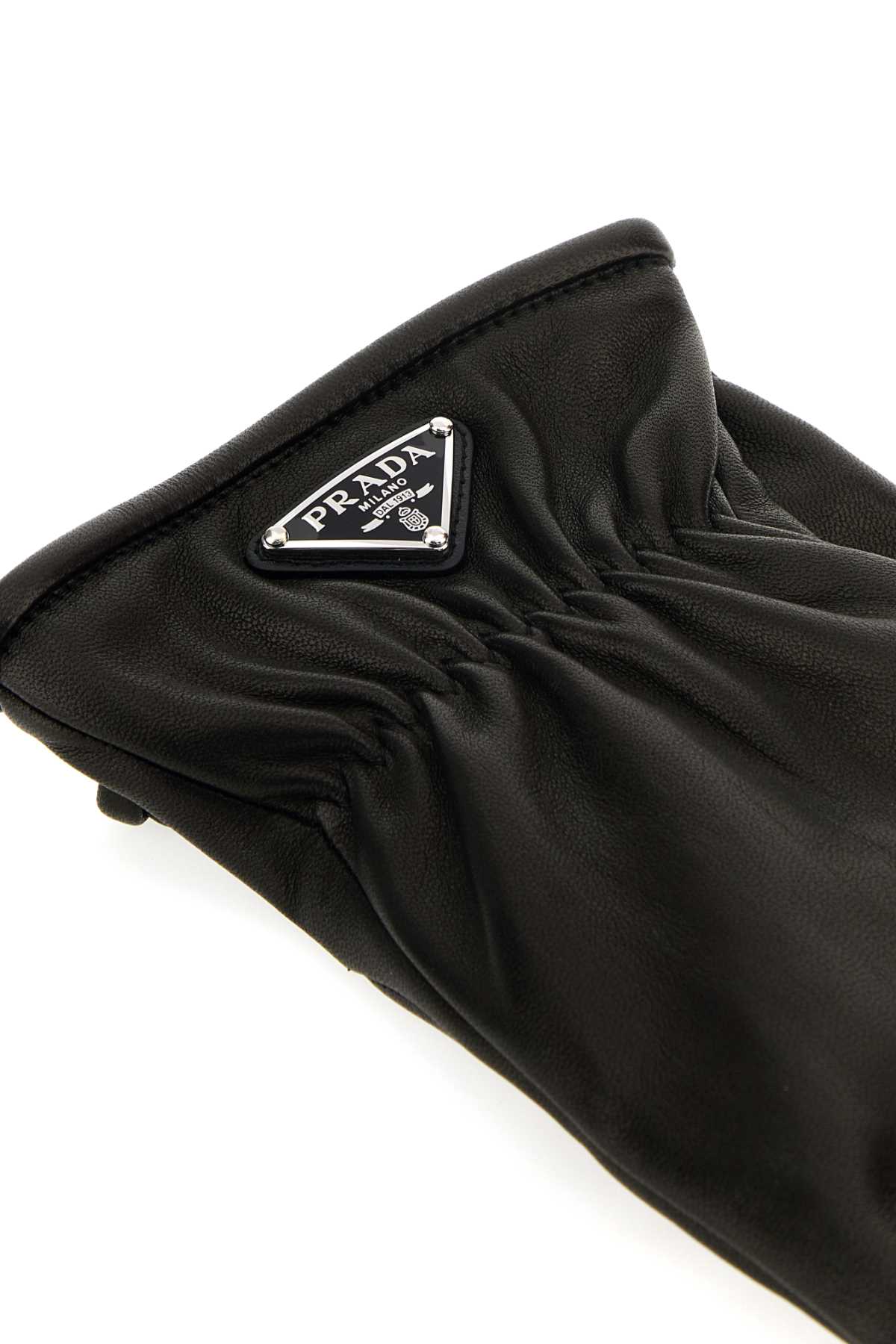 Black Nappa Leather Gloves Nero Agnello Guanti