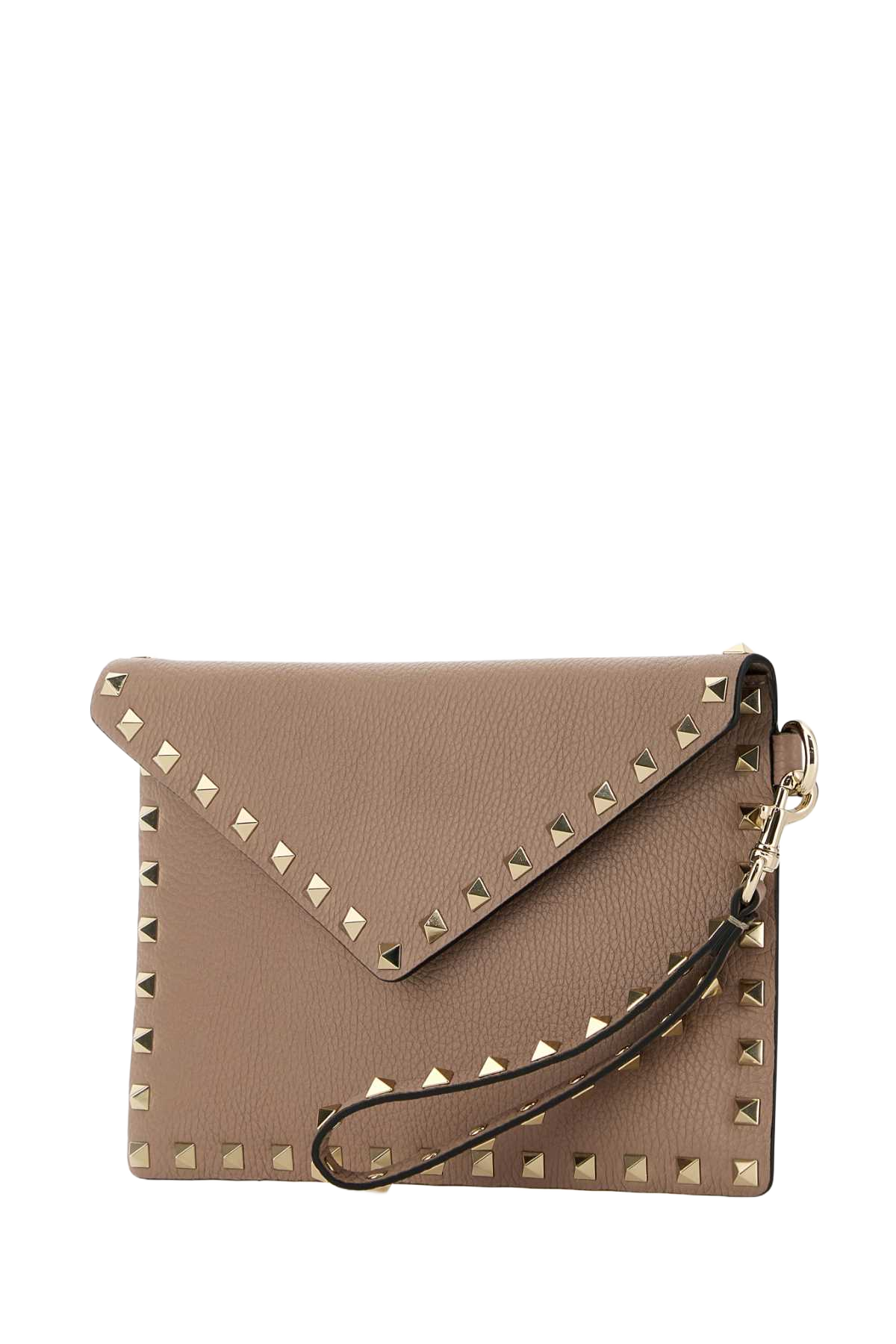 Antiqued Pink Leather Rockstud Clutch Poudre