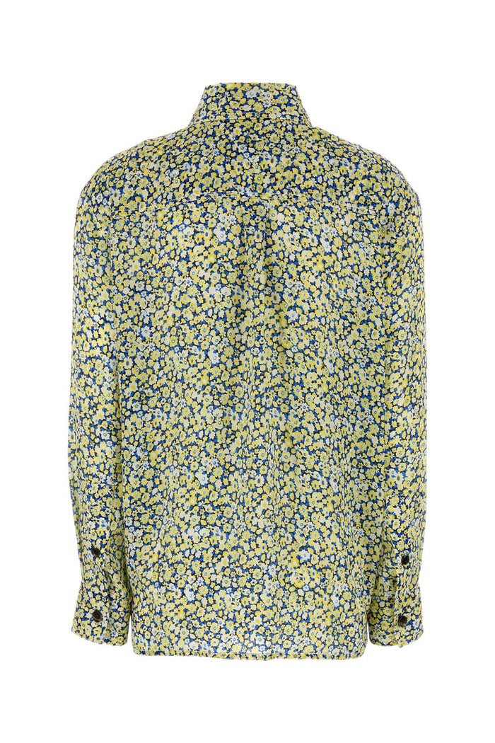 Printed Silk Shirt Chalkpollenblue Exterior: Camicie