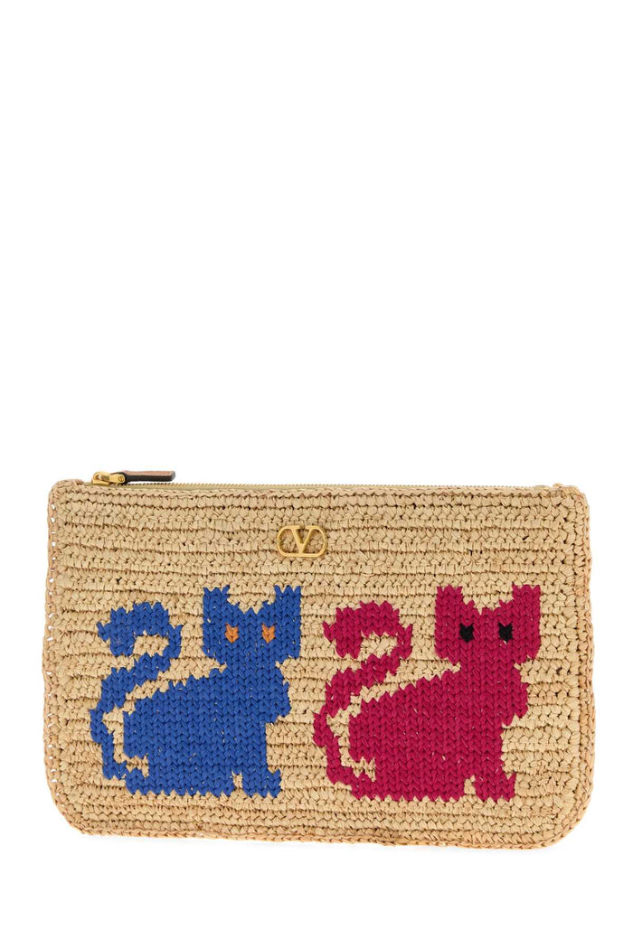 Raffia Vlogo Signature Clutch Naturalemulticolornaturalcamel